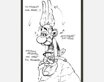 Póster de Astérix: Astérix en su boceto de roca