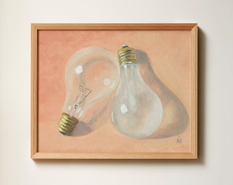 Lightbulbs, Oil Painting by A. Kendall | Fine Art Print