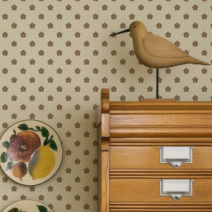 Beige Brown Vintage Little Floral Peel & Stick Removable Wallpaper, Classic but Modern Botanical Design, Timeless Traditional Wallpaper