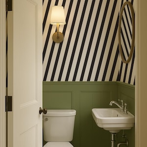 Diagonal Line Peel and Stick Removable Wallpaper, Oblique Stripe Temporary Accent Wall, Black and White Self Adhesive Striped Wall Paper