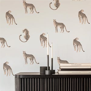 Leopard Peel and Stick Abnehmbare Tapete, Dschungeltier Wandpapier, Neutrale Kinderzimmer Wandabdeckung, Licht Schlafzimmer Akzent Wand