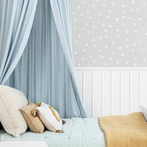 Carta da parati rimovibile a pois grigio neutro, staccabile e adesiva, decalcomania temporanea per la cameretta dei bambini, rivestimento murale unisex, decalcomania grigio delicato