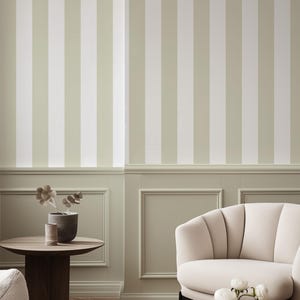 Grey and White Striped Modern Removable Peel and Stick Wallpaper, Light Color Self Adhesive Wall Mural, Classic Trendy Gray Wall Decal