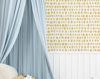 Yellow Polka Dot Peel and Stick Removable Wallpaper, Temporary Kids Room Wall Decal, Gender Neutral Wall Cover,  Wallpaper