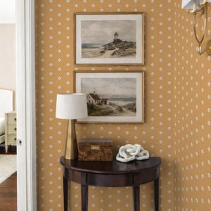 Yellow White Retro Minimal Floral Peel & Stick Removable Wallpaper, Classic but Modern Botanical Design, Timeless Traditional Wallpaper