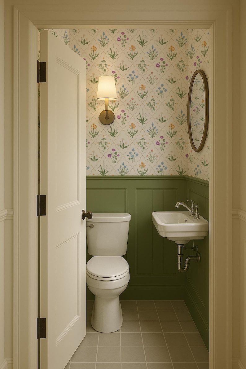 White Meadow Flower Botanical Peel & Stick Wallpaper, Wildflower Classical Wall Cover, Elegant French-Inspired Design Removable Wallpaper image 2