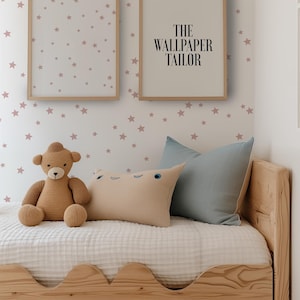 Carta da parati rimovibile con stelle luminose rosa, carta da parati autoadesiva, carta da parati per decorare la stanza dei bambini Boho