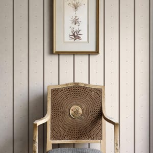 Warm Ivory Vertical Stripe Wallpaper, Neoclassical Classic Striped Peel & Stick Removable or Traditional Mural, Old World Heritage Decor