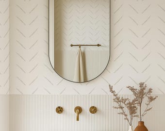 Gray & White Herringbone Wallpape, Elegant Removable Peel and Stick Wallpaper, Neutral Delicate Wallpaper, Decorate Nursery Wallpaper