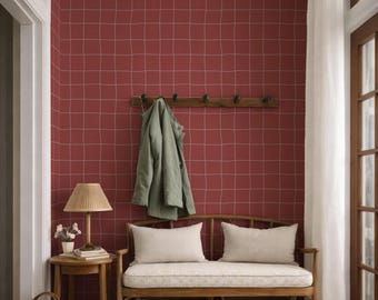 Square Irregular Dark Pink Removable Peel and Stick Wallpaper, Modern Wallpaper, Self Adhesive Temporary Mural