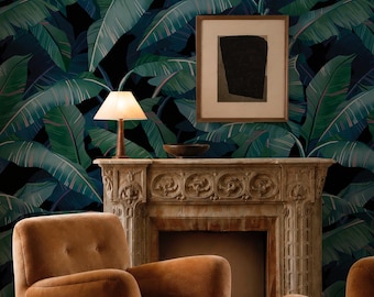 Tropical Jungle Peel Stick Removable Wallpaper, Plant Temporary Self Adhesive Wall Cover, Banana Leaf Wall Paper