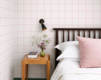 Light Pink Irregular Square Tile Peel and Stick Wallpaper - Modern Grid Decal