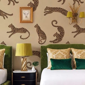 Peel & Stick-behang luipaard, decor safari cheetah-patroon, beige bruin dierontwerp, vintage exotische zelfklevende kunst