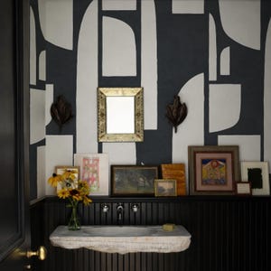 Carta da parati rimovibile con forme geometriche astratte in bianco e nero, murale da parete scuro, carta da parati temporanea, arte decorativa autoadesiva