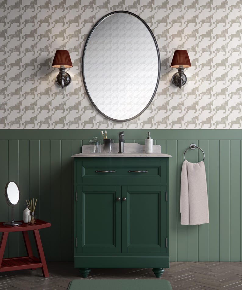 Buy Gray Horse Houndstooth Peel and Stick, Modern Contemporary Gray