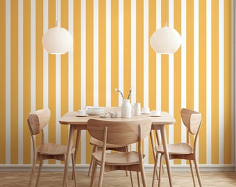 Papel pintado moderno de líneas amarillas y beige, papel pintado de acento costero amarillo, colgante de pared náutica, papel pintado autoadhesivo personalizado