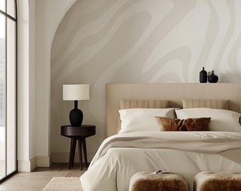 Abstract Flowing Shape Peel & Stick Wallpaper: Muted Minimalist Wallpaper with Optical Illusion Effect