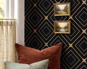 Schwarze geometrische Art Deco zum Abziehen und Aufkleben