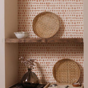 Stilvolle trendige Terrakotta Polka Peel and Stick Abnehmbare Tapete, Beige und Orange Tapete, Selbstklebender temporärer Aufkleber