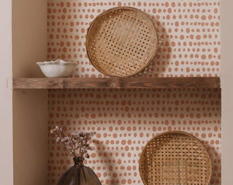 Stylish Trendy Terracotta Polka Peel and Stick Removable Wallpaper, Beige and Orange Wallpaper, Self Adhesive Temporary Decal