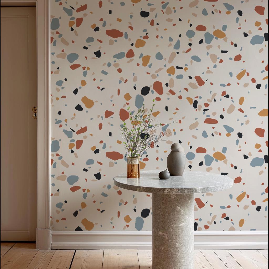 Terrazzo Beige Peel and Stick Removable Wallpaper, Classic Terrazzo Wallpaper, Italian Style Self Adhesive Wall Art, Bathroom Wallpaper