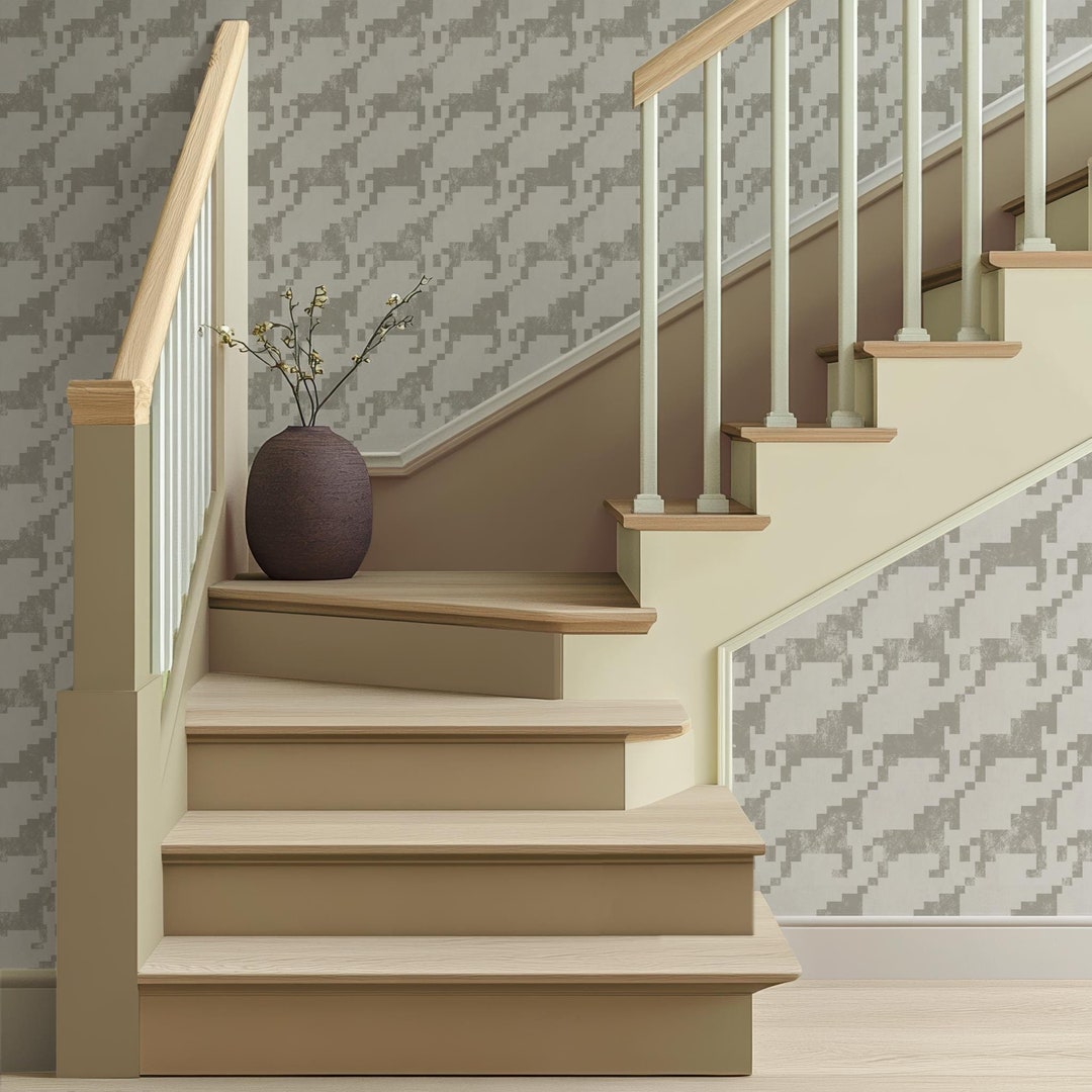 Buy Gray Horse Houndstooth Peel and Stick, Modern Contemporary Gray