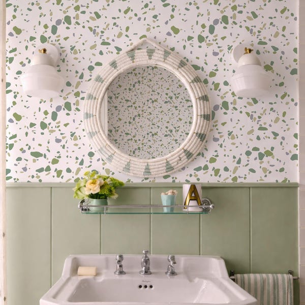 Terrazzo Green, Blue and Beige Peel and Stick Wallpaper, Custom Classic  Wall Mural, Kids Room Wallpaper, Office Removable Wallpaper,