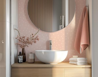 Pink & White Polka Dot Wallpaper for Kids Room - Peel and Stick, Temporary Wall Decal