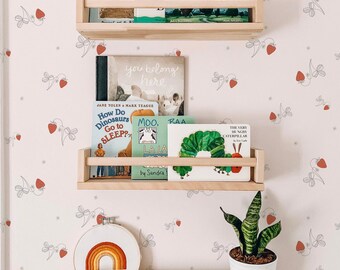 Watercolor Strawberry Peel-and-Stick Wallpaper – Self-Adhesive Vinyl Film For Girls' Bedroom, Parties & Cabinets (14.1'' X 56.6'')