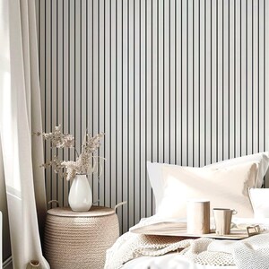 Minimal Stripe Removable Peel & Stick Wallpaper, Stripe Black and White Self Adhesive Wallpaper, Modern Wall Art, Line Wall Cover