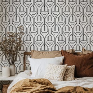 Carta da parati adesiva Art Déco retrò, carta da parati con accenti lineari, carta da parati astratta, carta da parati geometrica autoadesiva personalizzata