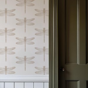 Libelle Peel & Stick verwisselbaar behang in beige, botanisch neutraal beige zelfklevend behang, kinderkamer behang versieren boho afbeelding 2