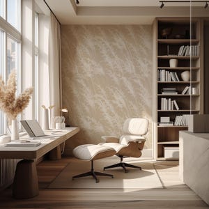 Neutrale Pampa Abnehmbare Tapete, Beige Grass Wandkunst, Wiesengras Tapete, Weiße und Beige Küstentapete