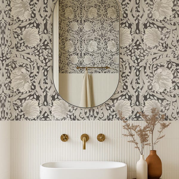 Vintage Flower Bloom Peel and Stick Removable Wallpaper, Classic Botanic Stick On Wall Paper, Romantic Wallpaper Inspired by William Morris