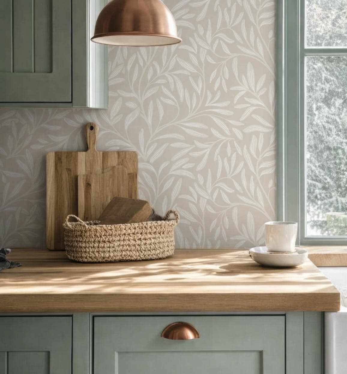 Beige Botanical Peel & Stick Wallpape...