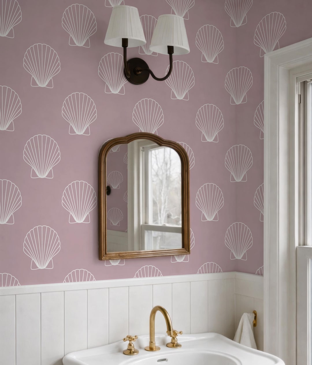 Pink Shell Removable Wallpaper: Coastal Girl Nursery Wall Decor - Etsy