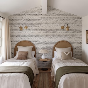Selbstklebende Tapete im klassischen Chevron-Stil in Schwarzweiß - Zeitloses Design