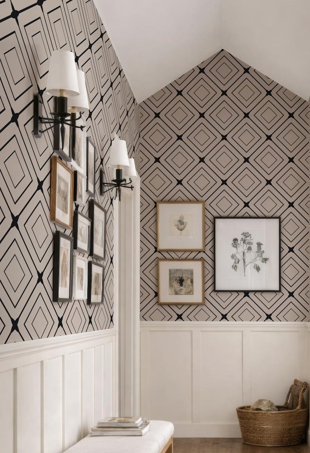 Buy Retro Art Deco Peel and Stick Wallpaper, Black and Beige Accent  Wallpaper, Abstract Wall Hanging, Custom Self Adhesive Geometric Wallpaper  Online in India - Etsy, image size:1080x1576