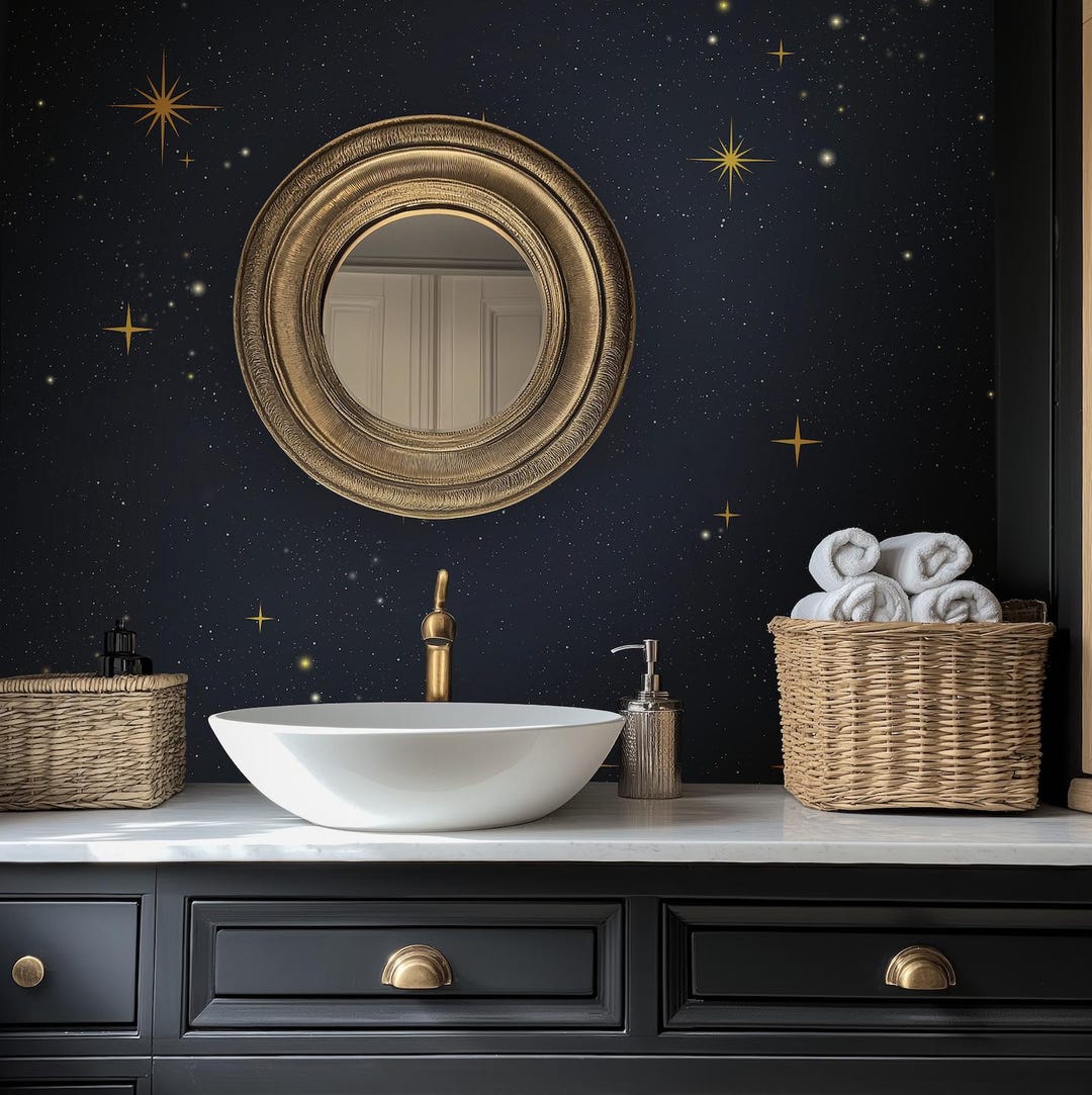 Star Galaxy Peel and Stick Wallpaper in Dark Blue, Night Sky Removable ...