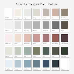 Muted color palette for wallpaper customization. Choose your color and specify in the comments section of your order which part of the wallpaper you would like in that color.