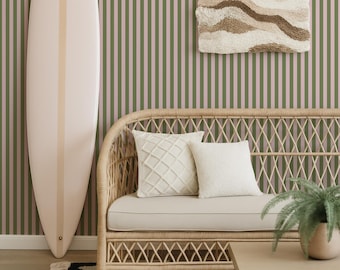 Groen en roze blos gestreept Peel & Stick-behang, verwijderbare moderne kleurenmuurschildering, accentsticker