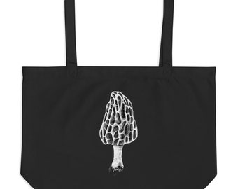 Large Morel Mushroom Organic Cotton Tote Bag