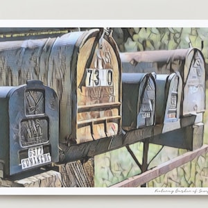 Tarjeta de felicitación con forma de buzón de correo, “Ruta rural”Tarjeta de felicitación con forma de buzón de correo, tarjeta artística enmarcable, para cualquier ocasión, tarjeta en blanco