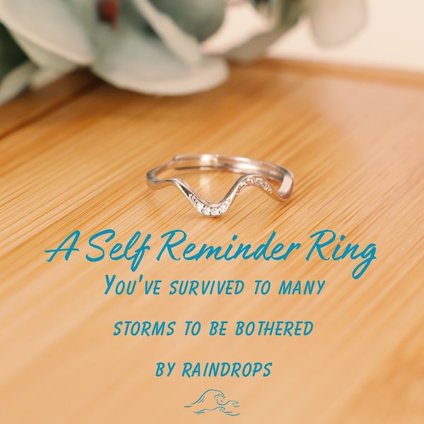 Self-Reminder Ring, You've Survived To Many Storms Wave Ring, Minimalist Self Love Ring, Simple Ring, Ups And Downs Ring, Encouragement Gift