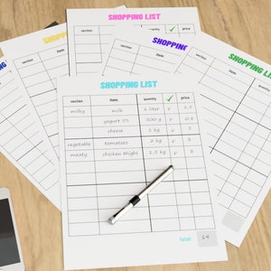 6 Printable Shopping Lists Template Grocery List, Reusable Shopping ...