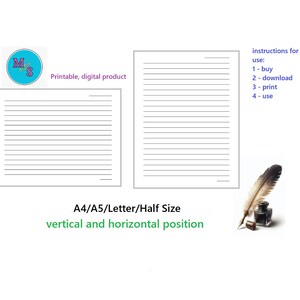 Printable Lined Paper With Date and Page, Text Form, Simple Line ...