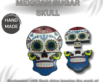Day of the Dead Sugar Skulls USB Flash Drive - 64GB 3D Memory Stick - Unique Business Gift