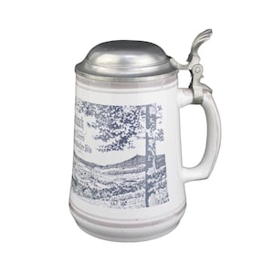 Vintage German Beer Stein 0.5 Liters, Bavaria Krombach Ceramic Mug, Stein With Pewter Lid, Krombacher Ceramic Beer Mug Germany