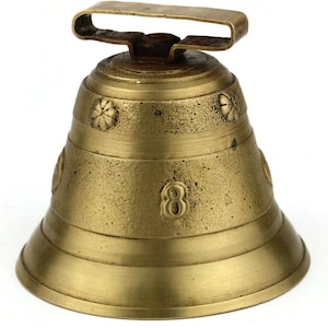 Vintage Swiss Cow Bell, Antique Brass Bell, Cast Brass Bell, Antique Cow Bell, Brass Bell Made In Switzerland, Brass Bell Number 8
