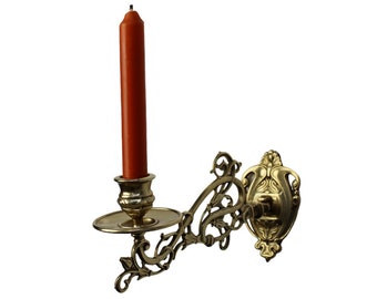 Antique Piano Candle Sconce, Wall Mounted Candlestick Holder, Vintage Brass Candlestick, Brass Ornate Candle Sconce, Single Candle Light